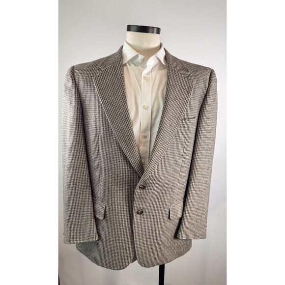 VINTAGE Burberrys Blazer Gray Muses Atlanta Tweed Sport Coat Suit Jacket USA 44L - Picture 1 of 14